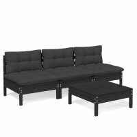 vidaXL 4-tlg. Garten-Lounge-Set mit Anthrazit Kissen...