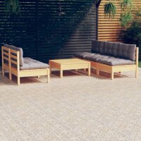 vidaXL 6-tlg. Garten-Lounge-Set mit Grauen Kissen...