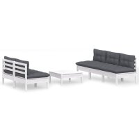 vidaXL 6-tlg. Garten-Lounge-Set mit Anthrazit Kissen...