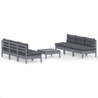 vidaXL 7-tlg. Garten-Lounge-Set mit Anthrazit Kissen Kiefernholz