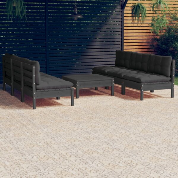 vidaXL 7-tlg. Garten-Lounge-Set mit Anthrazit Kissen Kiefernholz