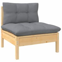 vidaXL 3-Sitzer-Gartensofa mit Grauen Kissen Massivholz Kiefer