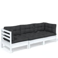 vidaXL 3-Sitzer-Gartensofa mit Anthrazit Kissen Massivholz Kiefer