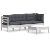 vidaXL 4-tlg. Garten-Lounge-Set mit Anthrazit Kissen...