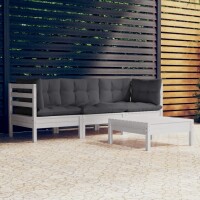 vidaXL 4-tlg. Garten-Lounge-Set mit Anthrazit Kissen...