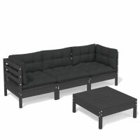 vidaXL 4-tlg. Garten-Lounge-Set mit Anthrazit Kissen...