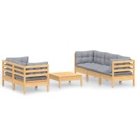 vidaXL 6-tlg. Garten-Lounge-Set mit Grauen Kissen...