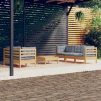 vidaXL 6-tlg. Garten-Lounge-Set mit Grauen Kissen...