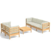 vidaXL 6-tlg. Garten-Lounge-Set mit Creme Kissen Kiefernholz