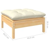 vidaXL 7-tlg. Garten-Lounge-Set mit Creme Kissen Kiefernholz