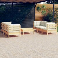 vidaXL 7-tlg. Garten-Lounge-Set mit Creme Kissen Kiefernholz