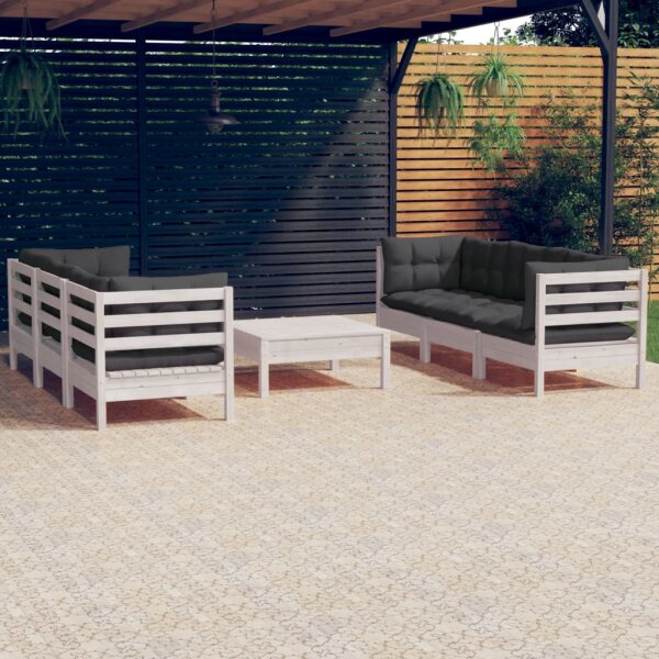 vidaXL 7-tlg. Garten-Lounge-Set mit Anthrazit Kissen Kiefernholz