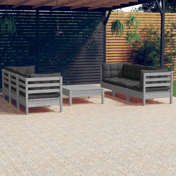 vidaXL 7-tlg. Garten-Lounge-Set mit Anthrazit Kissen Kiefernholz