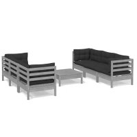 vidaXL 7-tlg. Garten-Lounge-Set mit Anthrazit Kissen Kiefernholz