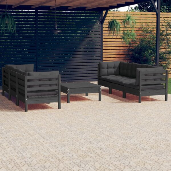 vidaXL 7-tlg. Garten-Lounge-Set mit Anthrazit Kissen Kiefernholz