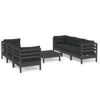 vidaXL 7-tlg. Garten-Lounge-Set mit Anthrazit Kissen Kiefernholz