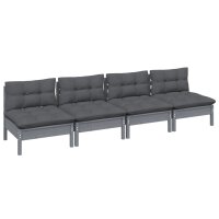 vidaXL 4-Sitzer-Gartensofa mit Anthrazit Kissen Kiefer Massivholz