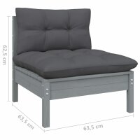 vidaXL 4-Sitzer-Gartensofa mit Anthrazit Kissen Kiefer Massivholz