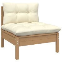 vidaXL 4-Sitzer-Gartensofa mit Creme Kissen Massivholz Kiefer