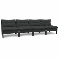 vidaXL 4-Sitzer-Gartensofa mit Anthrazit Kissen Massivholz Kiefer