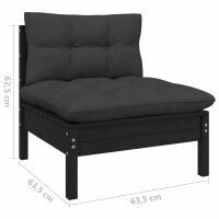 vidaXL 4-Sitzer-Gartensofa mit Anthrazit Kissen Massivholz Kiefer