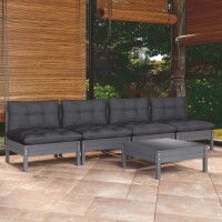 vidaXL 5-tlg. Garten-Lounge-Set mit Anthrazit Kissen Kiefernholz