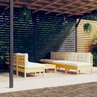 vidaXL 8-tlg. Garten-Lounge-Set mit Creme Kissen Kiefernholz