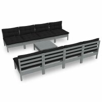 vidaXL 9-tlg. Garten-Lounge-Set mit Kissen Kiefer Massivholz