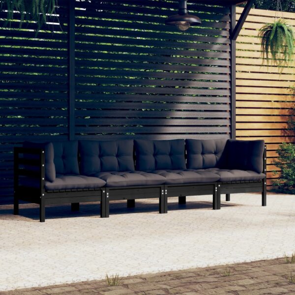 vidaXL 4-tlg. Garten-Lounge-Set mit Kissen Massivholz Kiefer