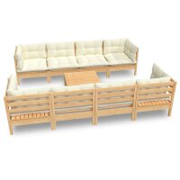 vidaXL 9-tlg. Garten-Lounge-Set mit Creme Kissen Massivholz Kiefer