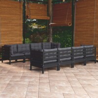 vidaXL 9-tlg. Garten-Lounge-Set mit Kissen Kiefer Massivholz