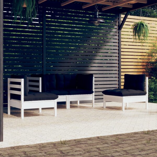 vidaXL 4-tlg. Garten-Lounge-Set mit Kissen Kiefer Massivholz