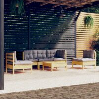 vidaXL 6-tlg. Garten-Lounge-Set mit Grauen Kissen Kiefer...