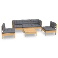 vidaXL 6-tlg. Garten-Lounge-Set mit Grauen Kissen Kiefer...