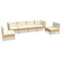 vidaXL 6-tlg. Garten-Lounge-Set mit Creme Kissen...