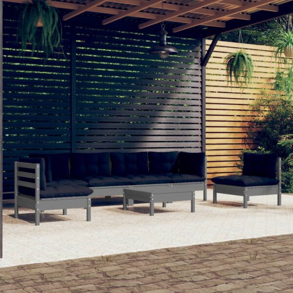 vidaXL 7-tlg. Garten-Lounge-Set mit Kissen Kiefer Massivholz