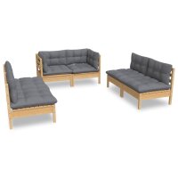 vidaXL 6-tlg. Garten-Lounge-Set mit Grauen Kissen Kiefer...
