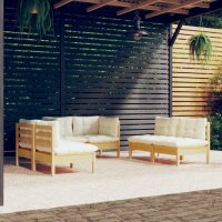 vidaXL 6-tlg. Garten-Lounge-Set mit Creme Kissen...