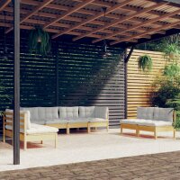 vidaXL 8-tlg. Garten-Lounge-Set mit Creme Kissen Massivholz Kiefer