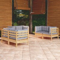 vidaXL 6-tlg. Garten-Lounge-Set mit Grauen Kissen Kiefer...