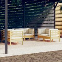 vidaXL 6-tlg. Garten-Lounge-Set mit Creme Kissen...