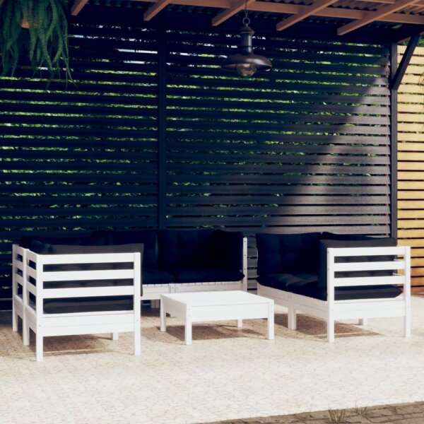 vidaXL 7-tlg. Garten-Lounge-Set mit Kissen Kiefer Massivholz