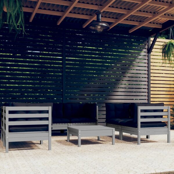 vidaXL 7-tlg. Garten-Lounge-Set mit Kissen Kiefer Massivholz