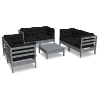 vidaXL 7-tlg. Garten-Lounge-Set mit Kissen Kiefer Massivholz