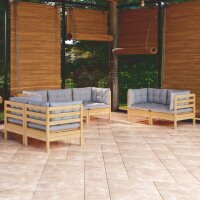 vidaXL 7-tlg. Garten-Lounge-Set mit Grauen Kissen Kiefer...