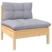 vidaXL 7-tlg. Garten-Lounge-Set mit Grauen Kissen Kiefer Massivholz