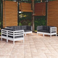 vidaXL 7-tlg. Garten-Lounge-Set mit Kissen Kiefer Massivholz