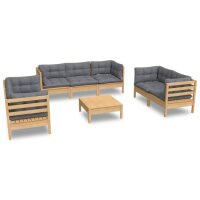 vidaXL 8-tlg. Garten-Lounge-Set mit Grauen Kissen Kiefer Massivholz