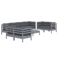 vidaXL 9-tlg. Garten-Lounge-Set mit Kissen Kiefer Massivholz