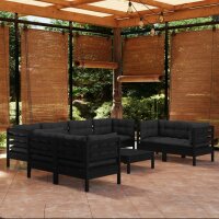 vidaXL 9-tlg. Garten-Lounge-Set mit Kissen Kiefer Massivholz